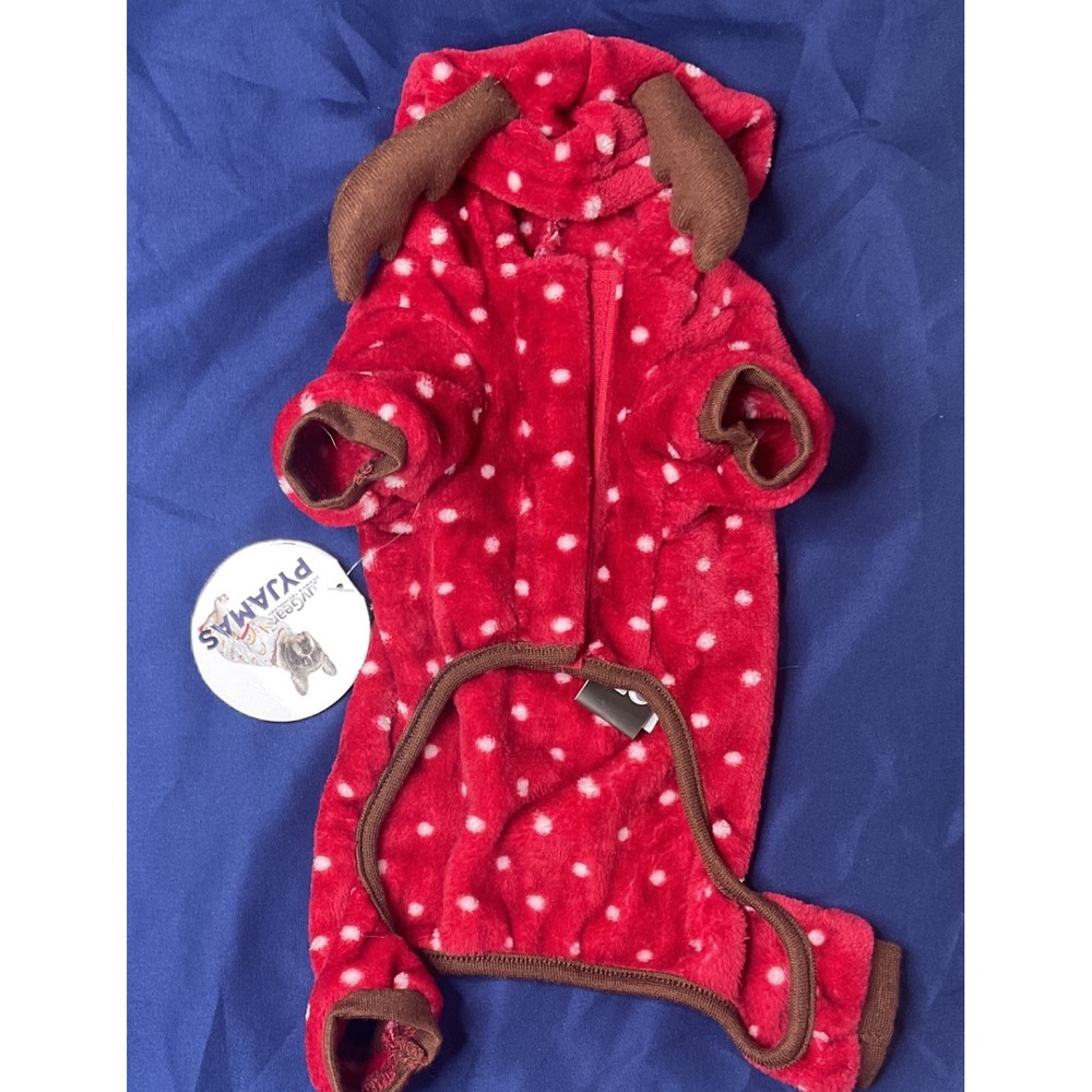 New Polka Dot Dog Pajamas XS Hooded‎ Fleece pajamas